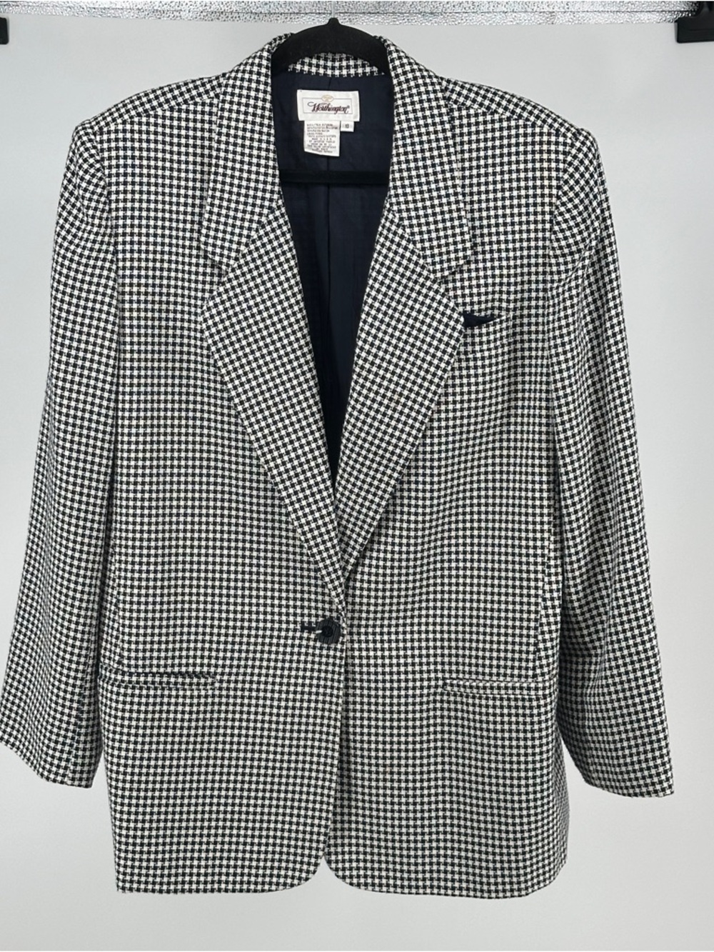 Women’s 18 Vintage Worthington Black & White Houndstooth Blazer 80’s‎ Classic